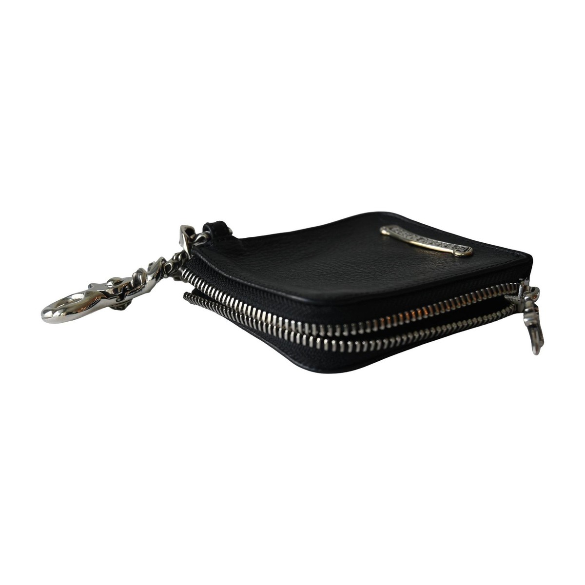 Chrome Hearts Tiny Zip Leather Coin Pouch Wallet Black | eBay
