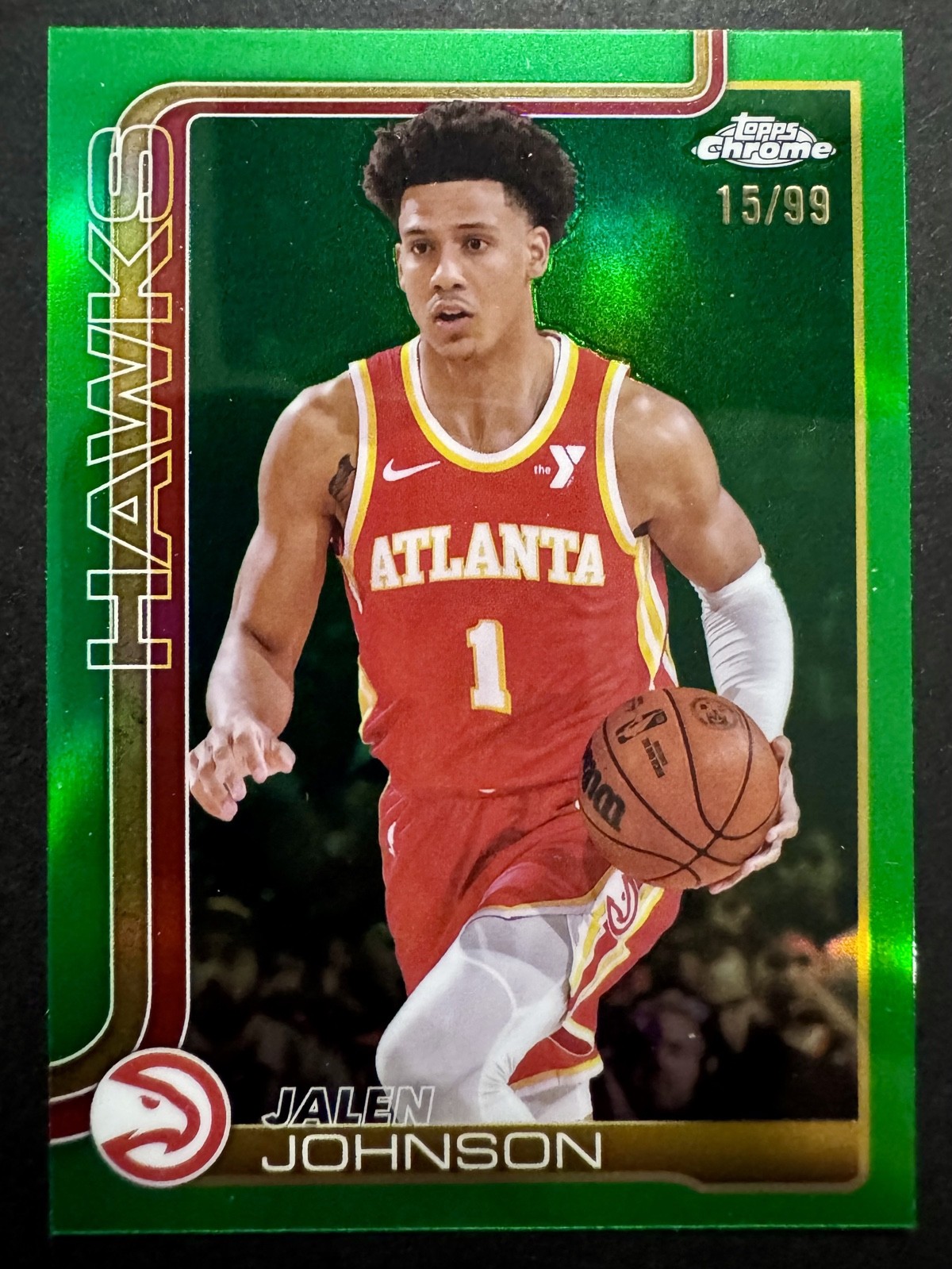 Jalen Johnson 2025-26 Topps Chrome - #56 Green Refractor /99 Atlanta Hawks