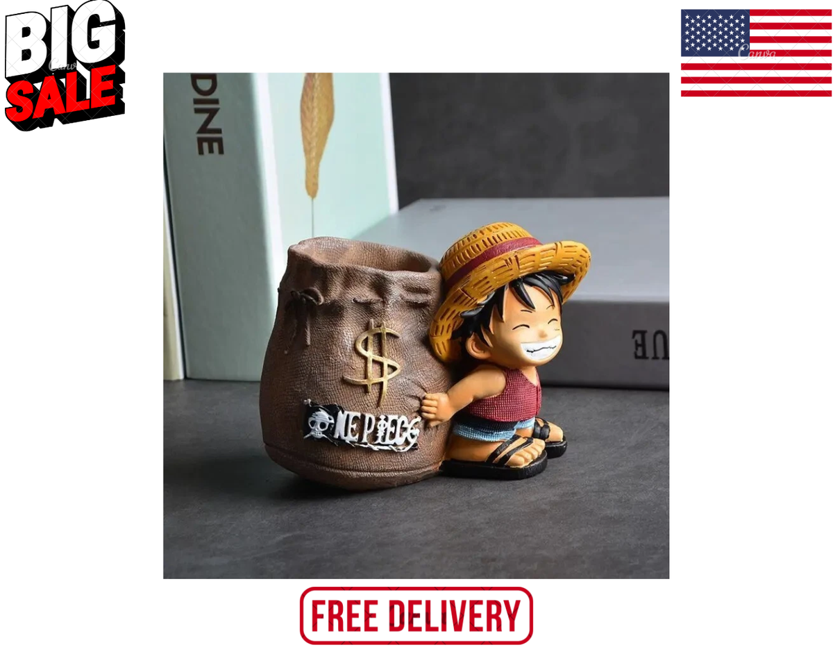 One Piece Luffy Anime Pen Holder, Cute Large-Capacity Desk