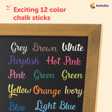 Dustless Chalk with Eraser, 24Pk - 12 Colored Chalkboard Chalks and 12 White ...