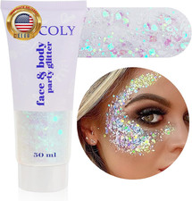 Clear White Face Body Glitter,Mardi Gras Face Glitter Makeup for Kids Women,Face