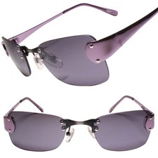 Genuine Vintage Dead-Stock Rimless 80s 90s Purple Frame Rectangle Sunglasses