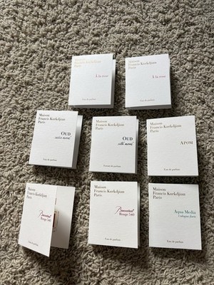 Maison Francis Kurkdjian Fragrance Sample Lot Of 8 Oud Silk Mood, Baccarat Rouge