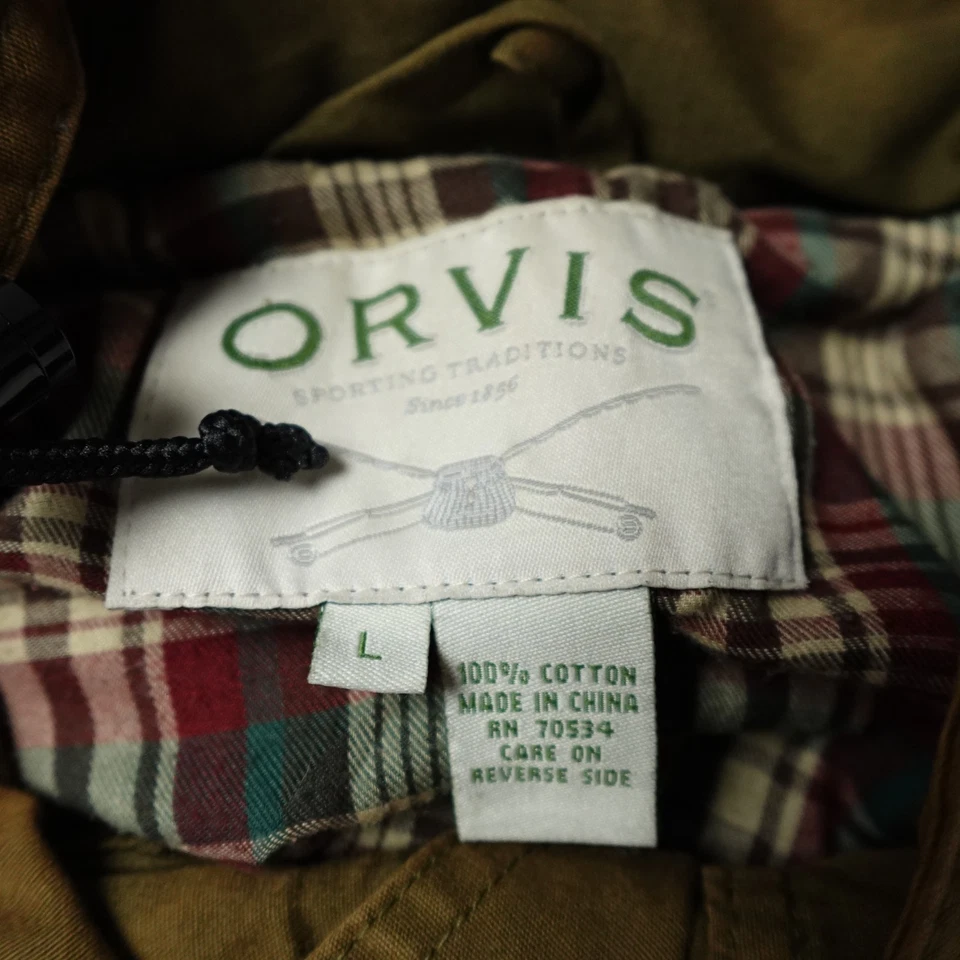 Chaqueta Orvis De Colección Para Hombres Grande Cuero Borde Campo Granero Safari Caza Pátina Foto 3 de 4