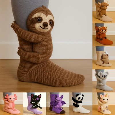 3D süße Tiere Socken Stricktiere Bodensocken Unisex lustig warm Winter Geschenke