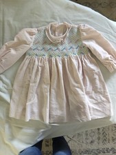 VTG Smocked Blush Pink Corduroy Toddler Dress Heirloom Cottagecore - Size UNKWN