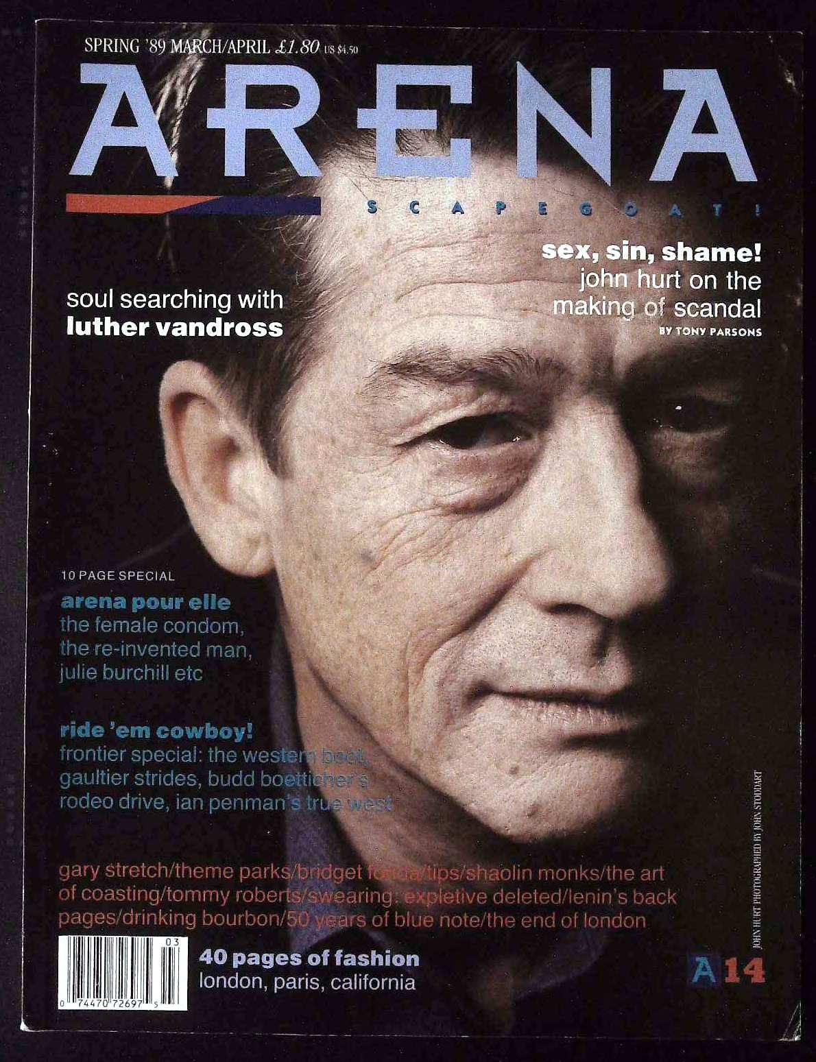 ARENA #14 Spring 1989 JOHN HURT Luther Vandross BUDD BOETTICHER Tommy Roberts EX