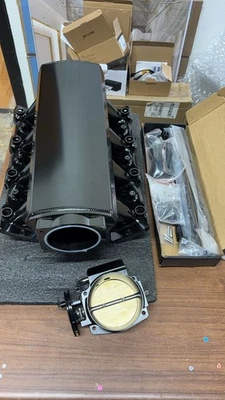 102mm High Intake Manifold LS1 LS2 LS6 4.8L 5.3L 5.7L w/Fuel Rail Throttle Black - Image 1 of 3