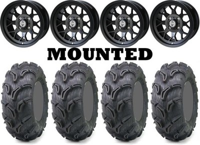 Kit 4 Maxxis Zilla Tires 28x9-14/28x11-14 on Moose 27X Black Wheels TER