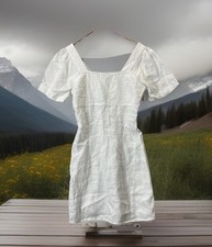 🔥  Madewell • Square Neck Mini Dress • 100% Linen White Sundress • Women’s Sz 0