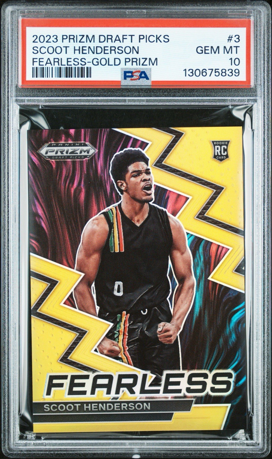 2023 Panini Prizm Draft Scoot Henderson Fearless Gold Prizm #07/10 (RC) PSA 10