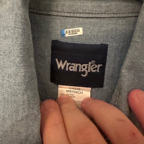 Wrangler men’s cowboy cut work chambray long sleeve western snap shirt - Picture 3 of 4