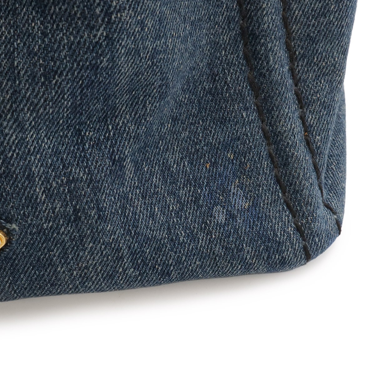 PRADA Canapa Tote Bag 2WAY Shoulder Bag Crossbody Denim Canvas AVIO Blue Gold Ha thumbnail 4