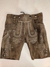 Men's Bavarian Leather Lederhosen - Med/Dark Brown - US size 30 - NEW