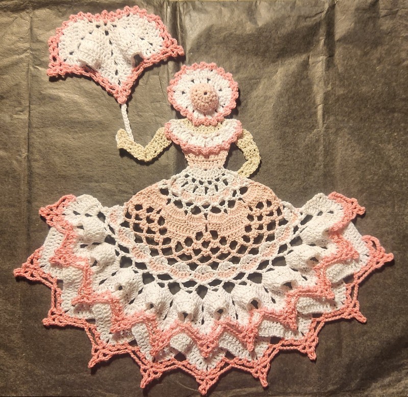Crochet Crinoline Lady Doily with Umbrella