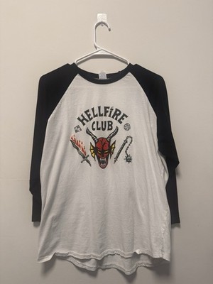 Stranger Things Hellfire Club 3/4 Long Sleeve T-Shirt 100% Cotten