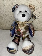 Gallery Treasures 5 Gold Coin Bear State Quarters Plush 1999 New DE PA NJ GA CT