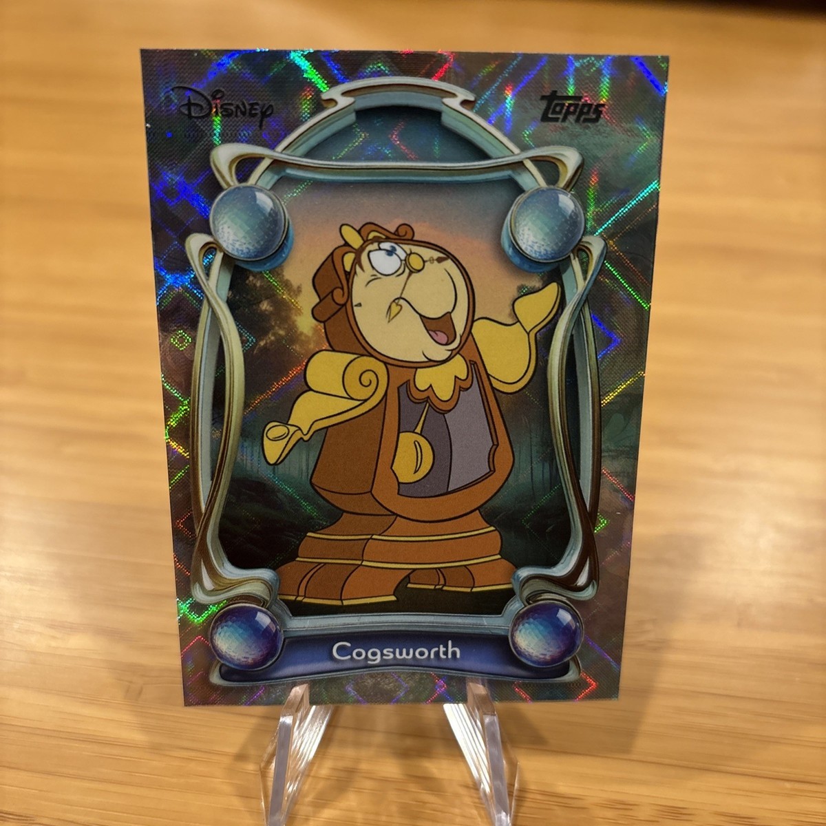 Cogsworth 2025 Topps Disney Wonder Diamante Foil Card #47 Parallel