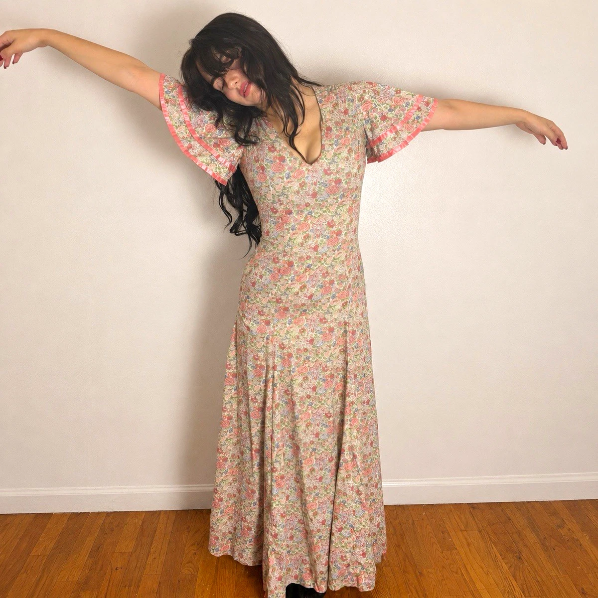 cotton long dresses for ladies Maxi Vintage Women for sale boho maxi welcome party Color:Army Green Beige Floral Boho Chic Chic Lady Casual maxi