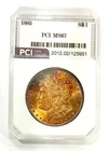 1885-P MS 67 Morgan Dollar Gorgeous Lustrous Rainbow Color Toned PCI