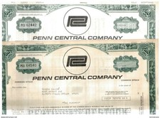 LOTTO 2 CERTIFICATI AZIONARI PENN CENTRAL COMPANY 1977 LESS 100 SHARES STOCK