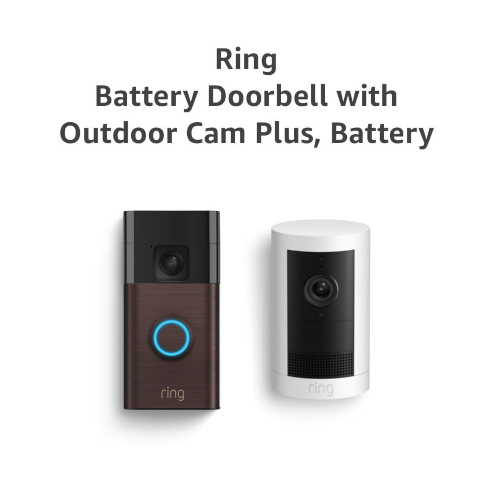 Ring Battery Doorbell Venetian Bronze Smart Wi-Fi Outdoor Cam Plus White-image