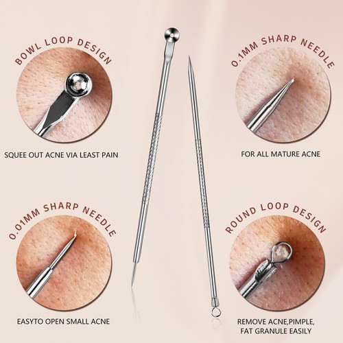 Acne Needle Pimple Popper Blackhead Remover Kit Tools Comedone Zit Extractor - Picture 11 of 11