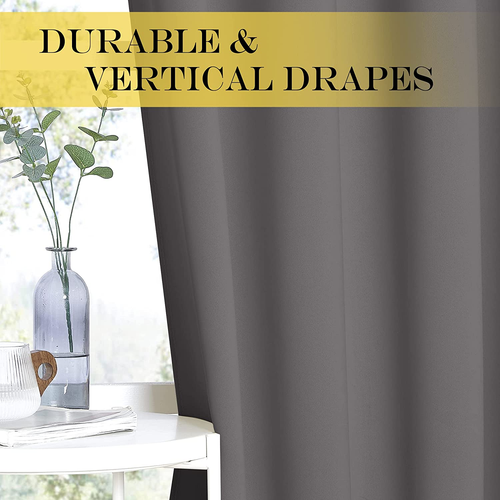 Grey Blackout Patio Sliding Door Curtains 84 Inch Length, Grommet Room Divider T - Picture 5 of 12