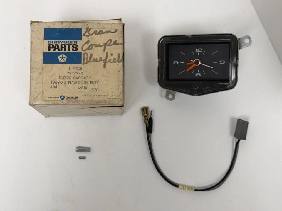 1969-1970 Plymouth Fury Dash Dashboard Clock Package NOS 2927972 - Image 3 of 4