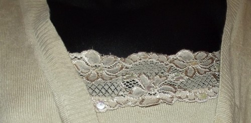 Fashion Bug size 22/24w Khaki Acrylic Nylon Lace sequin Insert SWEATER plus -wp - Picture 6 of 7