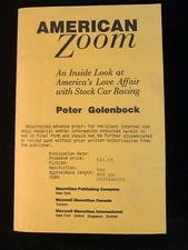 ARC American Zoom : Stock Car Racing 1993 Advance Reading Copy 1st Edition