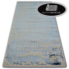 ACRYLIC Like WOOL RUGS Blue "MANYAS" Classic Very Thick and Densely Woven