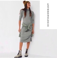 Anthropologie Emily Ruched MIDI Dress Moss Saturday Sunday XS New Mock neck