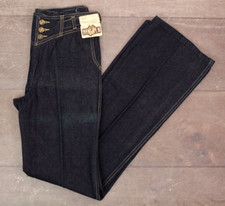 VTG Women's 70s NOS Dark Denim Hang Ten Jeans W/ Side Buckles Sz 31 1970s