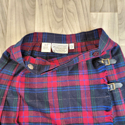 Gonna PENDLETON kilt tartan a quadri taglia 12 Miss 27" vita plissettata linea A avvolgente vintage - Foto 9 di 12