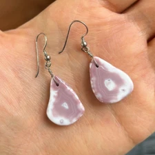 Pink Agate Sterling Silver Earrings Artisan Handmade Studio Jewelry Natures Art