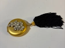 Estee Lauder Glamorous Watch Style Powder Compact Rhinestones Pearls 1.75”