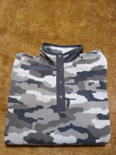 Duluth Trading Co Women's Doubleback Printed Fleece Pullover Gray Camo Medium