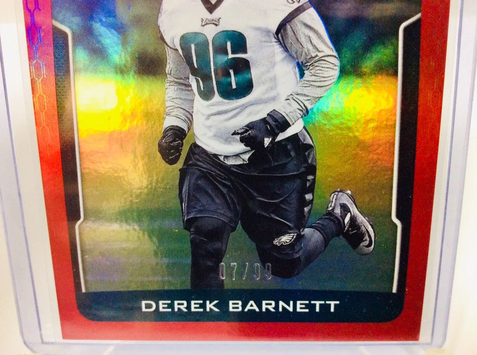 2017 Panini CERTIFIED Football #155 DEREK BARNETT (RC) Mirror Red #d 7/99 EAGLES - Image 3 of 4