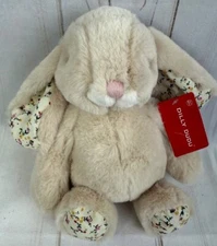 NWT Dilly Dudu Blossom Floral Ears Feet Plush Soft Cream Beige Ecru Bunny 10"