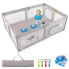 Large Baby Playpen Kids Play Yard Activity Center 81" x 57.5" Whale Pattern