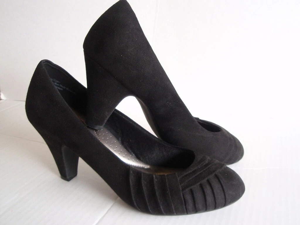 ABELLA Women s Black Wrap Design Fabric Round Toe Pumps Shoes Sz 7 1 2