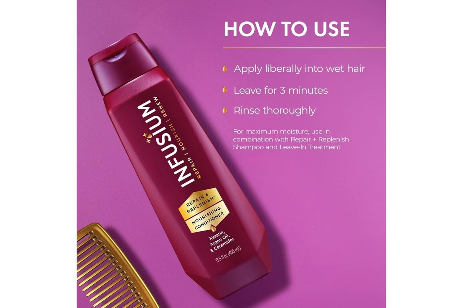 2 Infusium Moisturize Shampoo + Leave-In Treatment Conditioner Spray