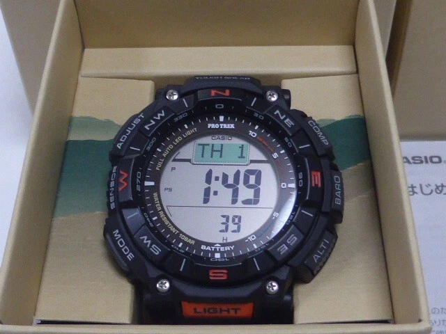 CASIO PRO TREK PRG-340-1JF Black Tough Solar Compass Outdoor Digital Men  Watch