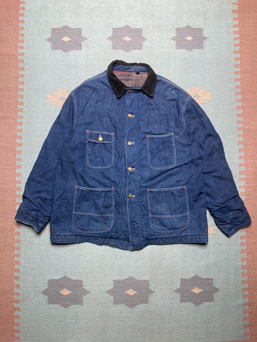 Vintage 50s 60s denim chore jacket barn coat dark wash Vintage 50s 60s denim chore jacket barn coat dark wash