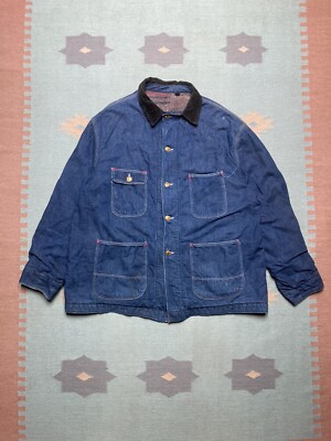 Vintage 50s 60s denim chore jacket barn coat dark wash Vintage 50s 60s denim chore jacket barn coat dark wash