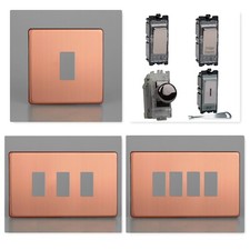 Varilight Urban schraubenlos gebürstetes Kupfer Stromnetzplatte & Iridium Schaltermodul