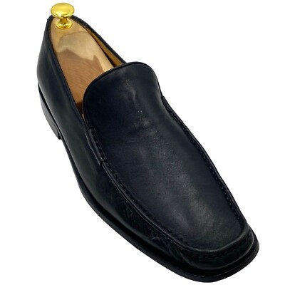 Vintage Italy Johnston and Murphy men\'s 10 black leather loafers dress shoes J&M Vintage Italy Johnston and Murphy men main image 3
