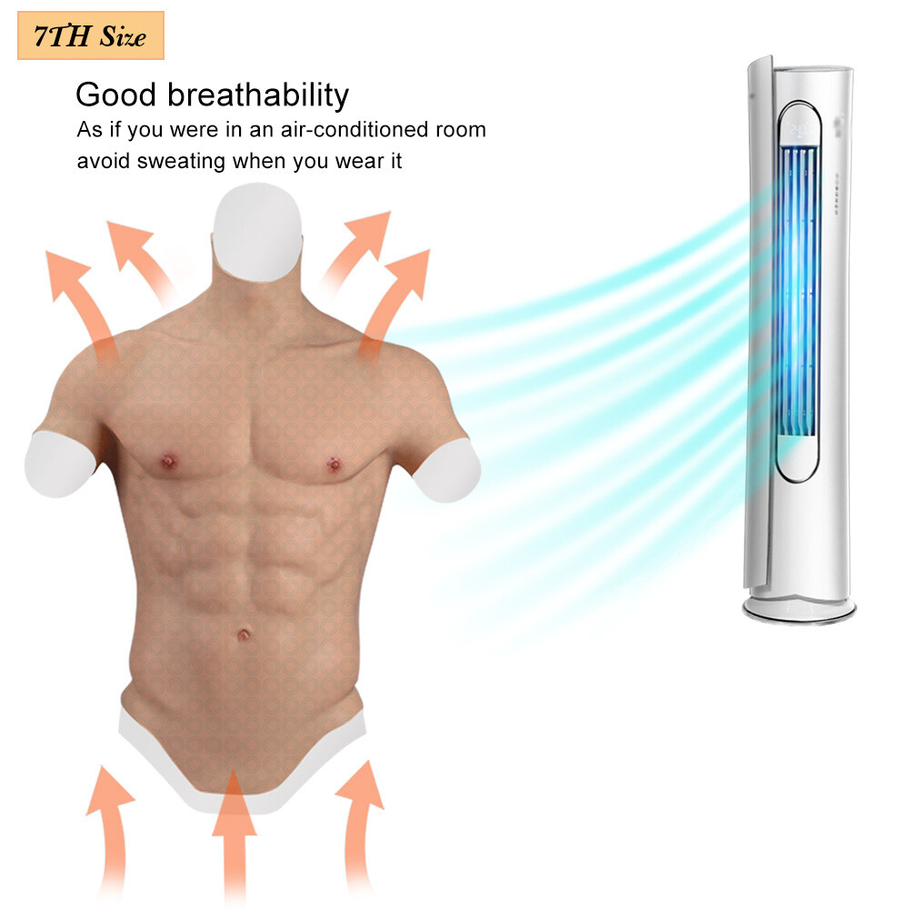 Silicone Muscle Chest Realistic BodySuit Male Fake Breast Plate Costume ...