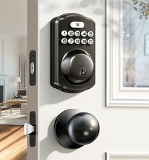 Keyless Entry Door Lock with 2 Knobs, Electronic Backlit Keypad Deadbolt with Ha